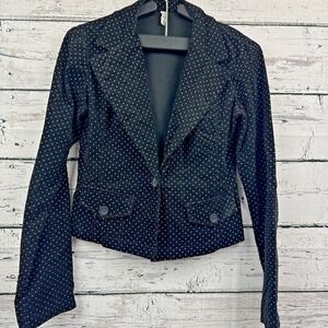 Betty B. Women's Black Pink Dotted Crop Blazer [Size Small] Made‎ In USA VTG